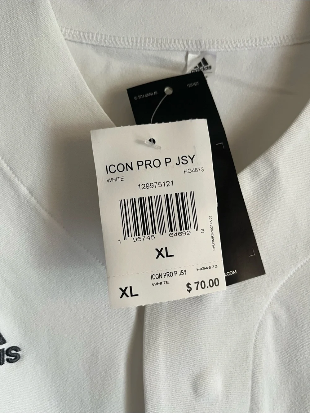 adidas Men’s White Button-Front Athletic Jersey with Black Logo